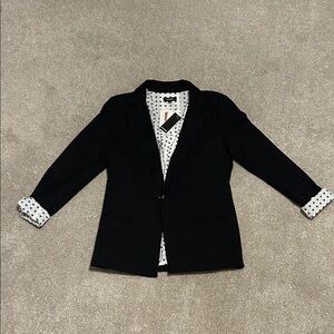 Premise Black Blazer with Polka Dot Lining